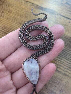 Copper Wire Snake Pendant Moonstone